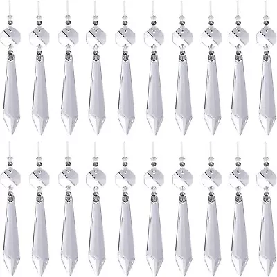 $15.88 • Buy 20 Pcs Clear Crystal Chandelier Icicle Prisms Replacement Parts For Lamp Decore