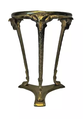 Vintage MCM Brass 3 Rams Head Stand  Art Nouveau For A Vase Or Sphere  6 1/4INCH • $40