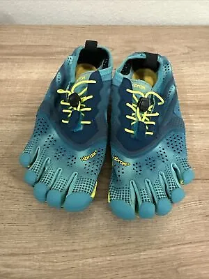 Vibram V-RUN Fivefingers Men's Running Shoes Teal/Blue & Neon Rare EU36/US 6.5-7 • $27.99