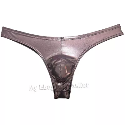 Seductive Men's Low Rise Wet Look Thong Underwear Shiny Metallic Bikini Briefs • $8.30