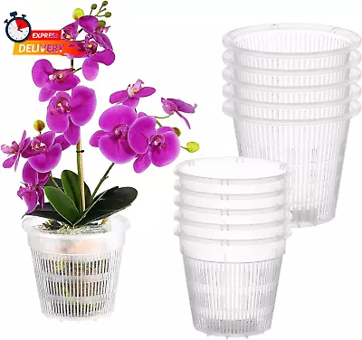 Orchid Pot 5 Inch 6 Pack Orchid Pots With Holes And Saucers Clear Plastic Orc • $21.31