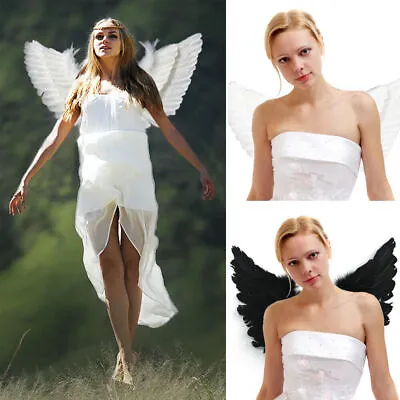 £6.22 • Buy Black & White Feather Fairy Angel Wings Fancy Dress Costume Halloween Decoration