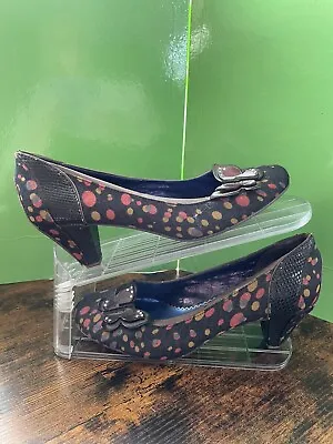 Poetic Licence Size 8 Spotted Heeled Shoes With Butterfly Clip • £20