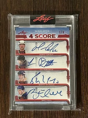 MARIO LEMIEUX ROBITAILLE NICHOLLS HULL - Leaf Superlative 4 Score #1/4 AUTO • $169.99