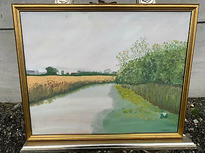 Framed Oil On Canvas ‘Royal Military Canal Shelby Farm West Hythe’ 2009 Signed A • £30.84