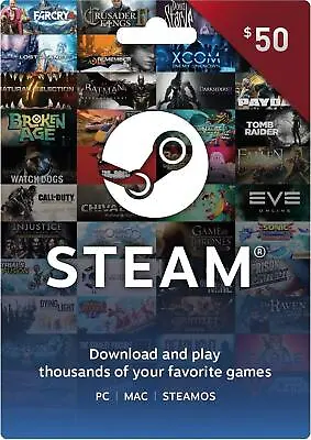 Steam Gift Card W/receipt $50 Steam Wallet Free Expedited Shipping Gaming • $89.99