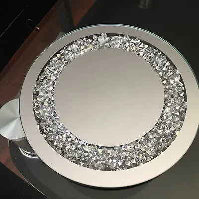 Crushed Jewels Diamante Mirrored Candle Plate Centrepiece Wedding Round 25cm • £9.99