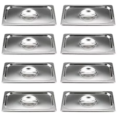 8 Pack 1/3 Size Steam Table Lid 304 Stainless Steel Food Pans Lids Hotel Pan ... • $52.50