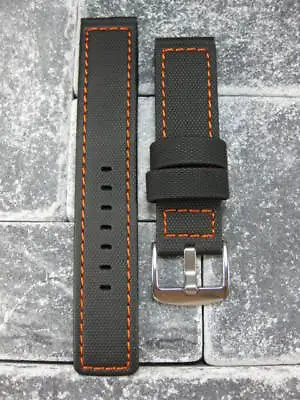 20mm PVC Rubber Band Black Diver Watch Strap For OMEGA MARATAC Orange XL L • $33.74