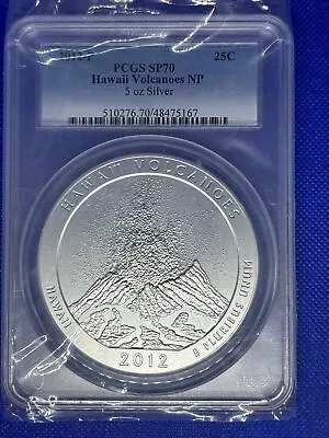 2012-P 5 Oz Silver ATB Hawaii Volcanoes NP PCGS SP-70 • $695