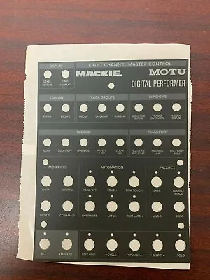 MOTU Digital Performer Overlay For Mackie Control Universal • $30.91