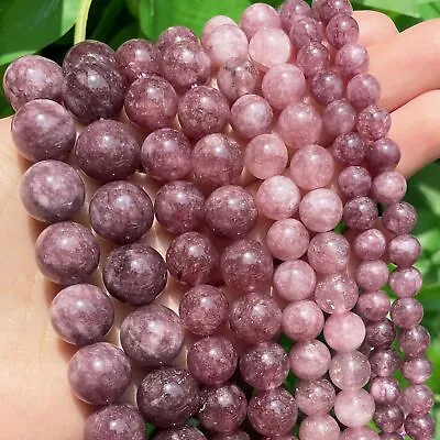 Lepidolite Loose Charm Beads Round Spacer Stone Bead Fashion DIY Crafts Beadwork • $9.21