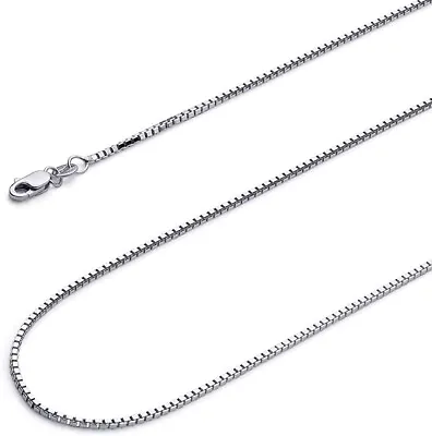 $119.99 • Buy 14K White Gold Box Chain .75 Mm Lobster Clasp Solid Sturdy Guaranteed 18 