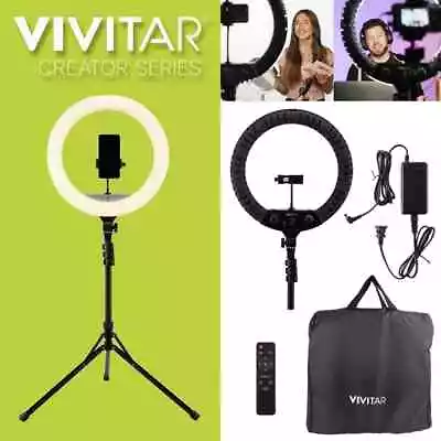 Vivitar 18-Inch LED Ring Light Adjustable 63-Inch Tripod Stand With Phone Stand • $29