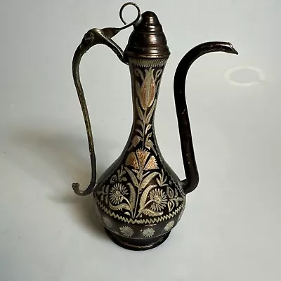 Middle Eastern Copper Ewer Teapot Etched  6” • $35