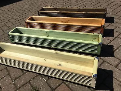 Coloured Wooden Patio Planter / Window Box Decking Timber Garden Flower Tub • £47.50