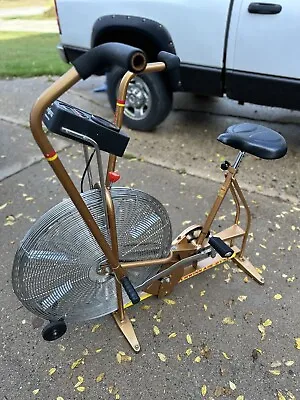 Vintage SCHWINN AIRDYNE Dual Action STATIONARY GOLD EXCERCISE BIKE See Disc. • $300