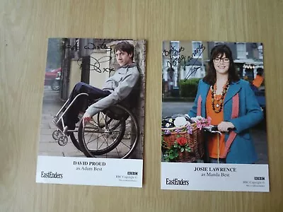 2 X EASTENDERS SIGNED CAST CARDS JOSIE LAWRENCE & DAVID PROUD Manda & Adam Best • £19.99