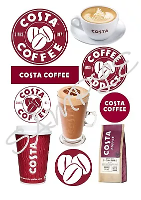 Costa Coffee Themed Edible Icing Sheet A4 Cake Toppers • £5.50