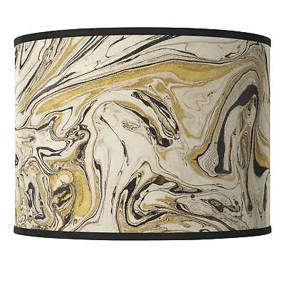 Drum Print Lamp Shade Venetian Marble Medium 13.5x13.5x10 Spider Harp And Finial • $99.99