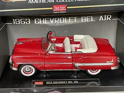 Sunstar 1/18 Diecast 1953 Chevrolet Bel Air Convertible Red Model Car NIB* • $5.50