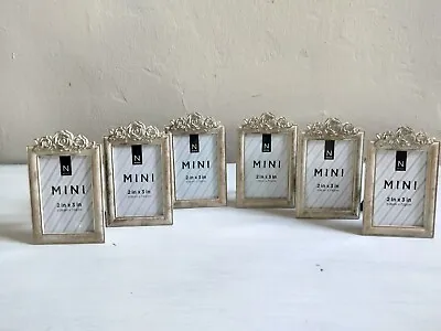 NEW 6 Mini Photo Ivory & Gold Rose Frames 4 X 2.5  Table Number Frame By Nicole • $12.60