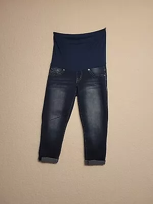 H.M. Maternity Capri Blue Jeans Womens Small Over Belly Stretch Cuffed Hem  • $9.99