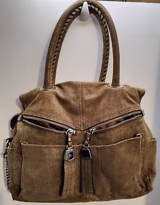 B Makowsky ~ Hand Bag W/ Shoulder Strap ~ Tan W/ Gold Sheen ~ Genuine Leather • $28.99