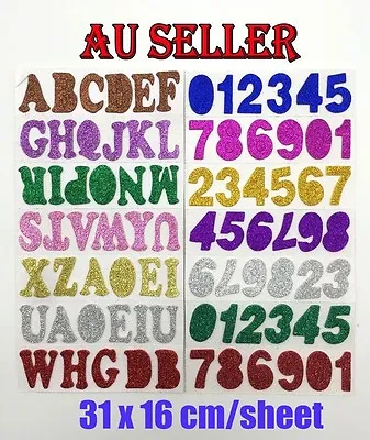 Bulk Glitter EVA Foam Alphabet Letter Number Stickers Self Adhesive Kids Craft • $4.25