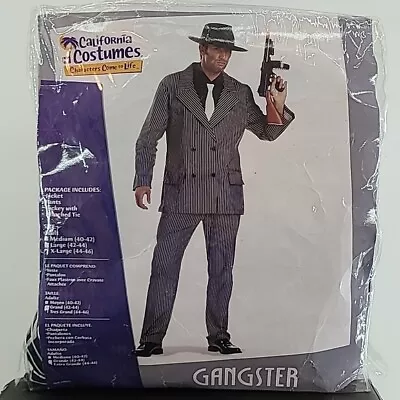 CALIFORNIA COSTUMES Men's Black/White Striped Gangster Costume - Size XL (44-46) • $20