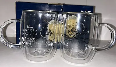 Disney Mickey Mouse & Pluto Double Wall Coffee Glasses 13.5oz New-Opened Box • $13