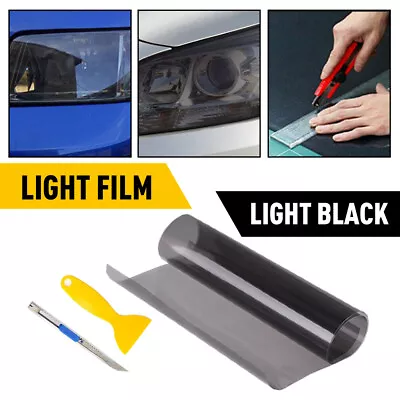 180 X 30cm Smoke Black Tint Film Headlights Tail Lights Car Vinyl Wrap Fog Light • $11.19