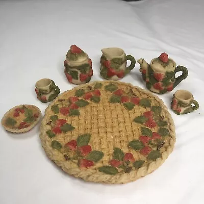 Vinyage Miniature Resin Tea Set Strawberry Theme 9 Pcs Set See Description • $14