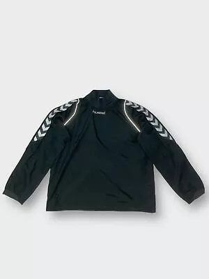 Men's Black Windbreaker Hummel Baggy Track Jacket Sweatshirt Retro Waterproof • $70.35