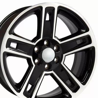 22  Rim Fits Chevy Sierra Silverado CV74B Gloss Black Mach'd 5664 22x9 Wheel • $257