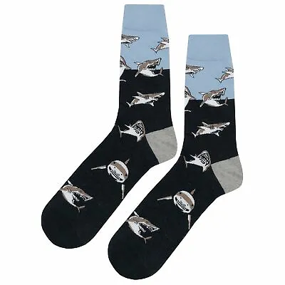 NWT Shark Swarm Dress Socks Socks Novelty Men 8-12 Multicolor Crazy Fun Sockfly • $8.99