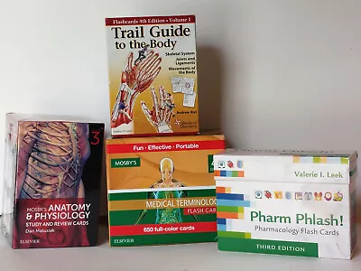 Lot Biel Leek Pharm Mosby's Medical Terminology Anatomy Physiology FLASHCARDS • $38
