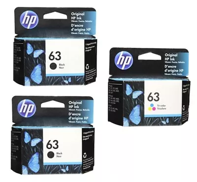 HP #63 3pack Combo 2 Black & 1 Color Ink Cartridge NEW GENUINE • $44.99