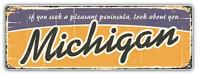 Michigan USA State Grunge Retro Emblem Car Bumper Sticker Decal ''SIZES'' • $3.75