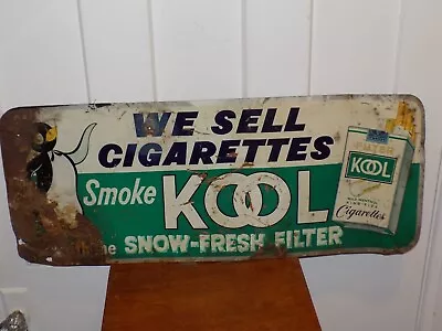 Vintage Smoke Kool Cigarettes Tin Advertising Sign • $140