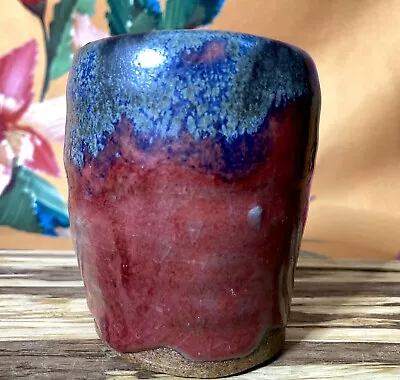 Signed Vintage Hand Thrown Studio Art Pottery Drip Glaze Vase Planter • $24