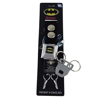 Batman Logo Licensed Seatbelt Belt DC Comics Buckle Down Key Chain FOB Keychain • $17.95