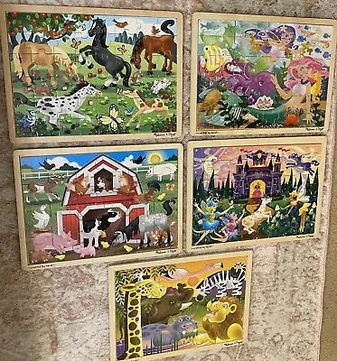 Melissa & Doug Wooden 48 /24 Piece Puzzles Lot - Including Fairy Fantasy & More • $24.99