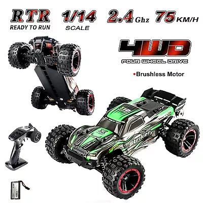 1:14 4WD 2.4G RC Car 75KM/H Brushless High-Speed Off-Road Racing Vehicle RTR • $155