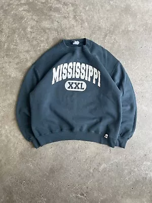 VINTAGE Mississippi Crewneck Men’s Russell Athletic Spell Out Aqua Blue Size L • $24.88