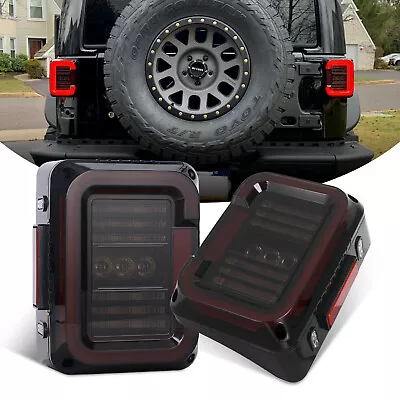 Smoked EMC LED Tail Lights Rear Reverse Lamps For Jeep Wrangler JK JKU 2007-2018 • $104.99