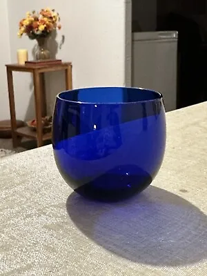 Bristol Regency Style Cobalt ￼Blue Glass Candle Tea Light Holders Bowl 2.4” Nice • $23.94