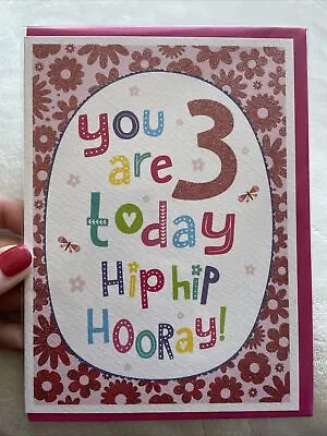 Happy Birthday Card 3 Year Old Girl • £1.85