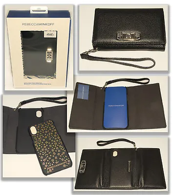 REBECCA MINKOFF - Black Leather - Love Lock Iphone X Case Wristlet Wallet *NEW • £41.49