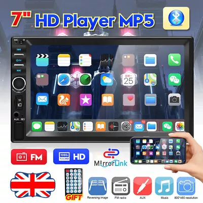 7'' Double 2DIN Car Stereo Radio Touch Screen MP5 MP3 Player Bluetooth FM USB TF • £22.97